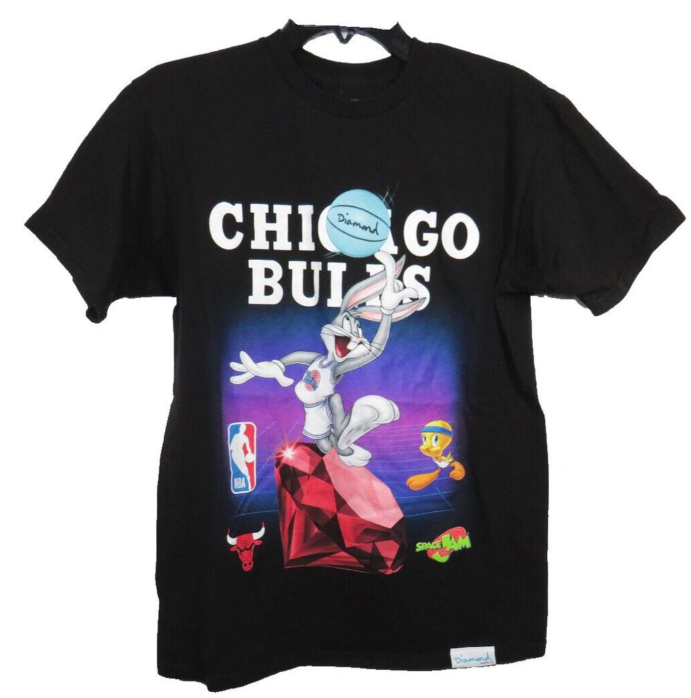 Diamond X Space Jam Men's Chicago Bulls Tweety Bird Bugs Bunny Tee Size M
